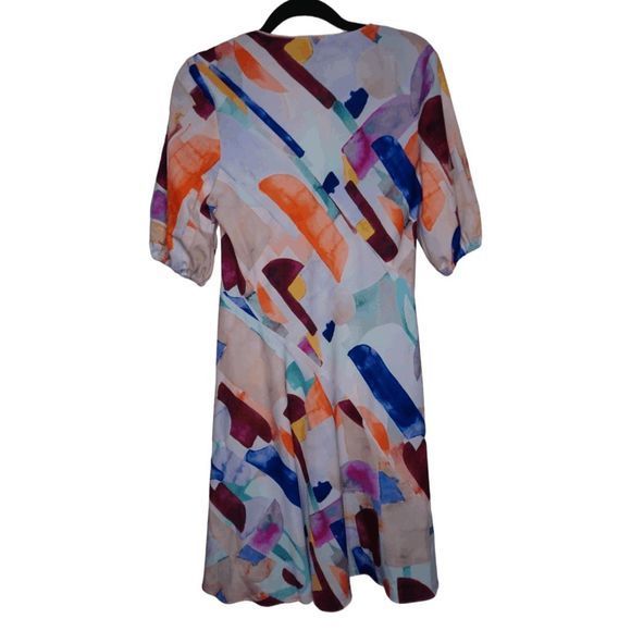 Robert Graham Women's Olivia Watercolor Sz 4 Colorful‎ Puff Sleeve Dress - Picture 3 of 6